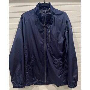 Robert Graham Navy Blue Lightweight Full Zip Reflective Windbreaker Jacket XL